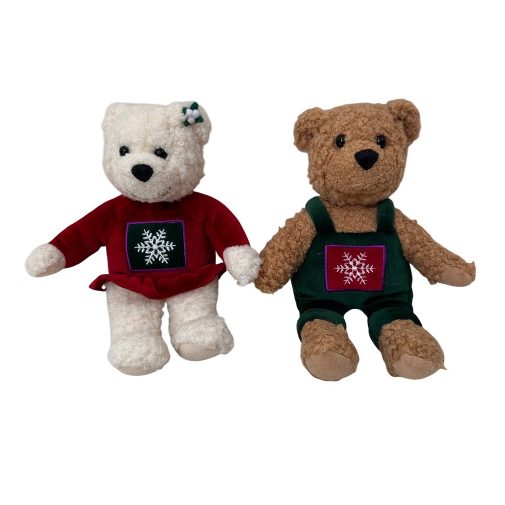 Hallmark Christmas Teddy Bear Plush Magnetic Kissing Snowflake Mistletoe‎ Kiss